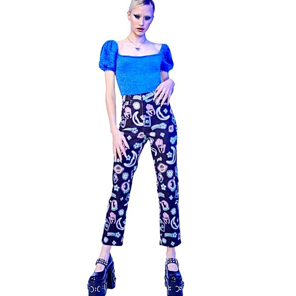 Dolls Kill X Horoscopez SIGN TIMES MOM JEANS ASTRO - Picture 2 of 16